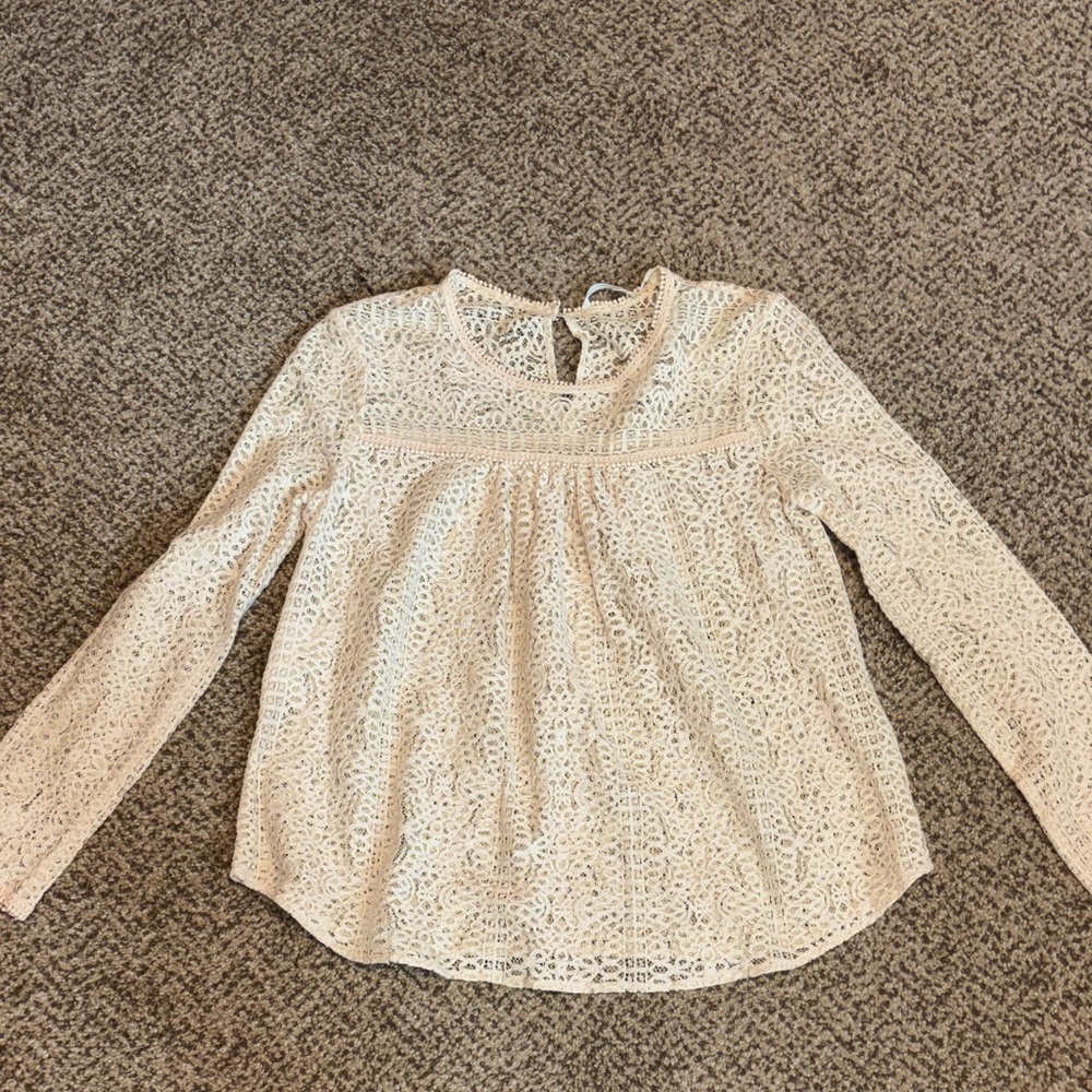 RACHEL Rachel Roy Beige Lace Boho Top 4